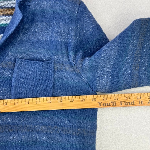 Levis Cardigan Sweater Mens M Blue Wool Button Front Collared Grandpa Striped - Picture 6 of 9